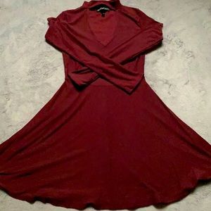Maroon peek-a-boo long sleeve dress